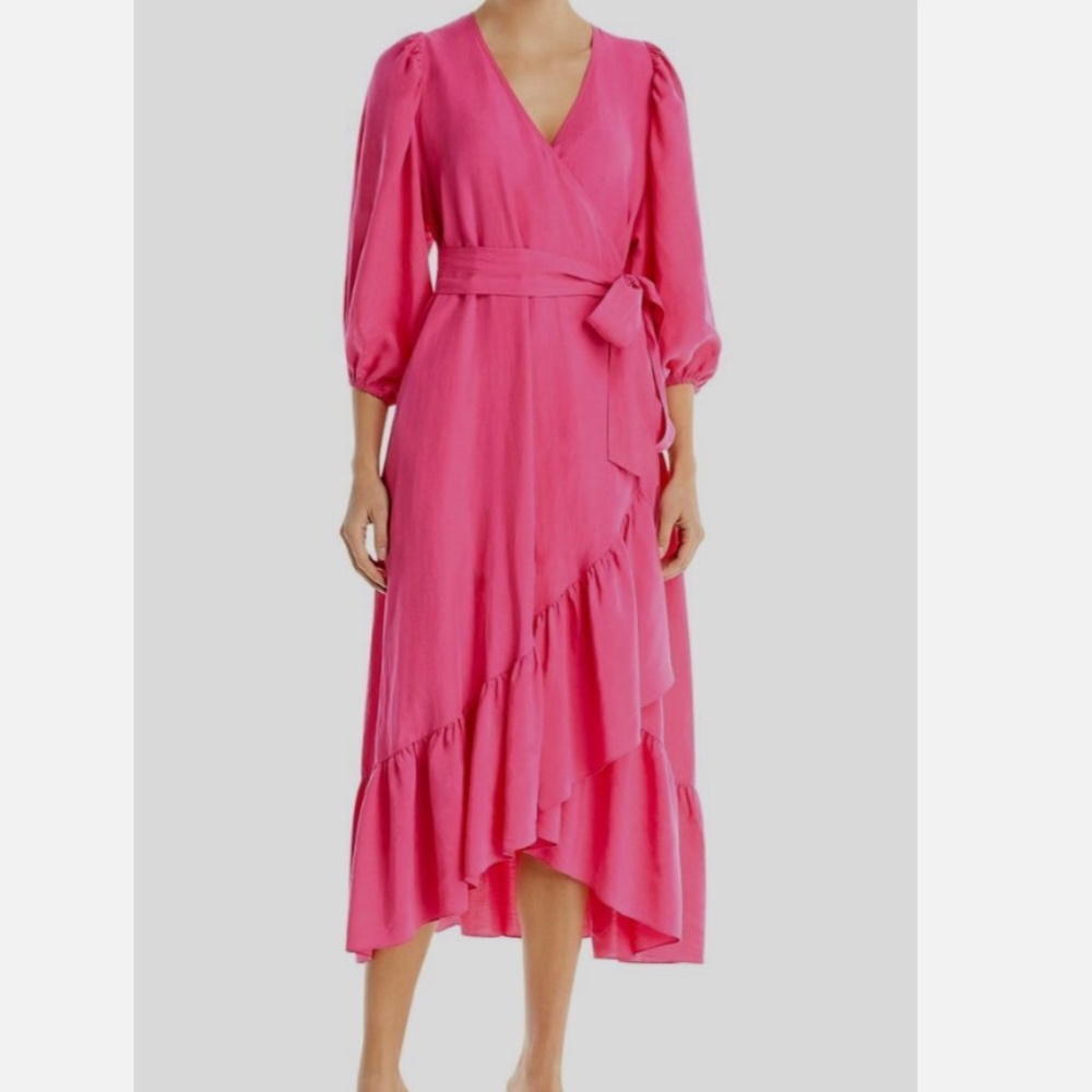 Kobi Halperin Lea Linen Pink Wrap Dress